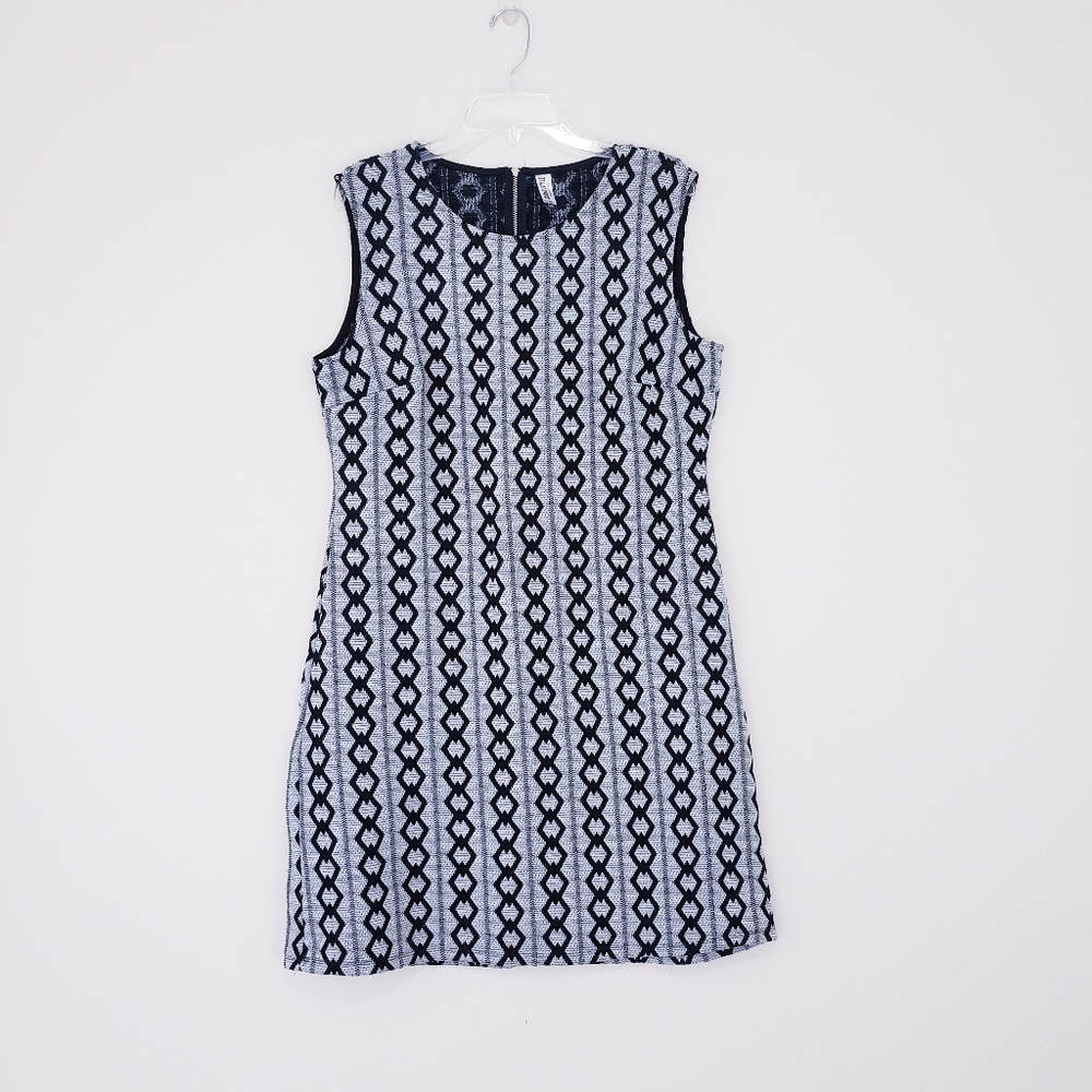 Mad Style Black White Geometric Diamond Print Dress A-line Jumper Style Large XL